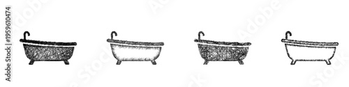 Sketch bathtub icon design set