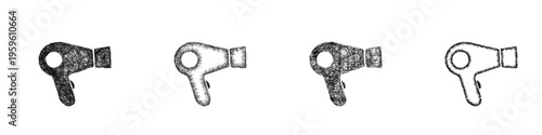 Sketch hair dryer icon design set