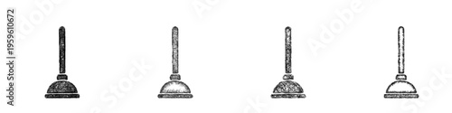 Sketch plunger icon design set