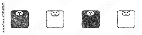 Sketch bathroom scale icon design set
