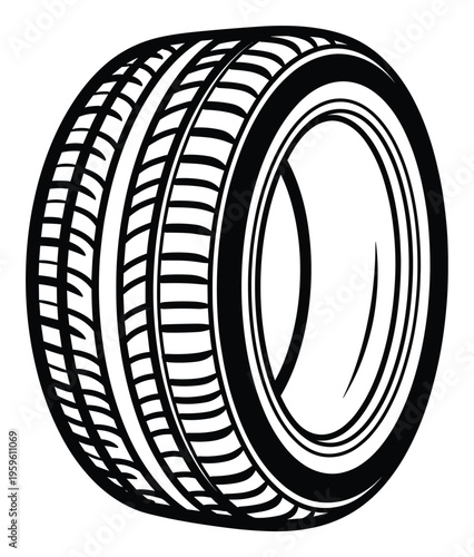 Durable automotive vehicle tire for reliable driving performance on various road surfaces, essential for safety and optimal car handling in the transportation sector.