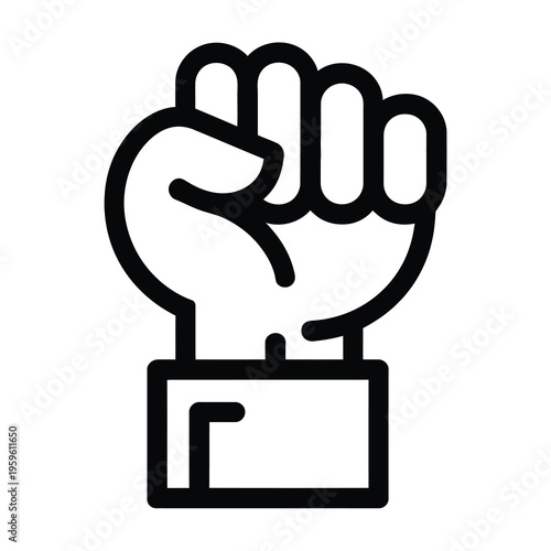 Vector of a strong clenched fist rising to symbolize empowerment and strength
