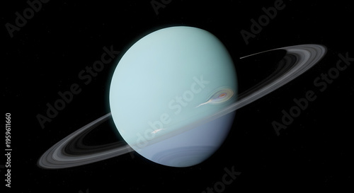 Uranus with Tilted Axis and Pale Blue Atmosphere
