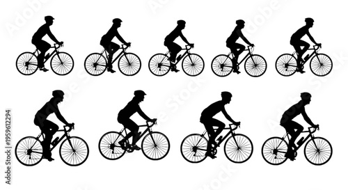 Silhouette of a cyclist in motion on a bicycle