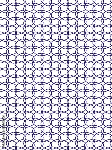 Seamless geometric pattern with purple overlapping circular shapes creating an abstract floral mandala style background for fabric wallpaper wrapper
