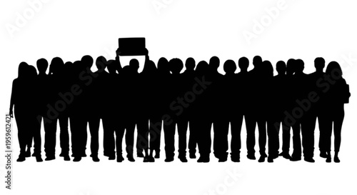 Silhouette of a diverse group of people standing together