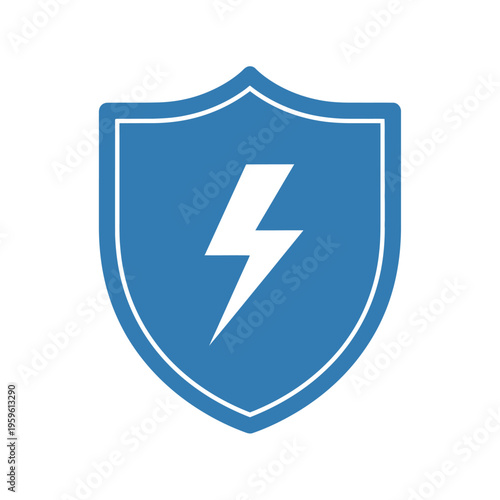 Free Download Blue Shield with White Lightning Bolt Symbol. - GFXLoad