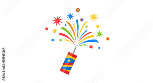 Firework, colorful explosion, celebration icon, festive vector graphic
