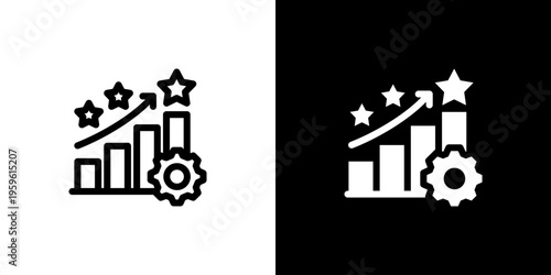 Reputation Management Risk icon concept with flat Black White Background. Vector illustration.