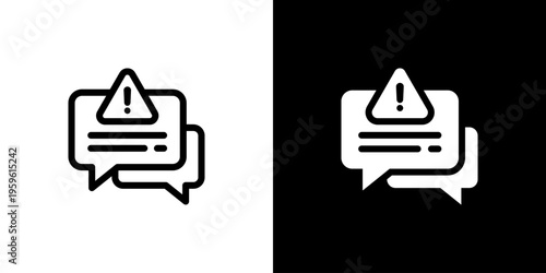 Crisis Communication Chat icon concept with flat Black White Background. Vector illustration.