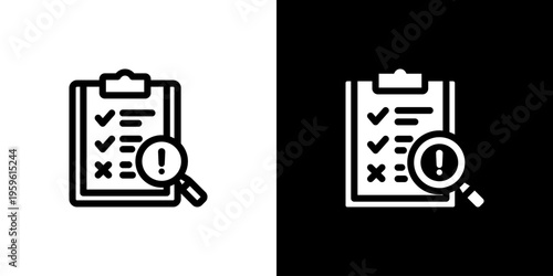 Evaluation Analysis Report icon concept with flat Black White Background. Vector illustration.
