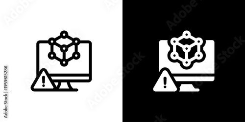 Crisis Simulation Tech icon concept with flat Black White Background. Vector illustration.