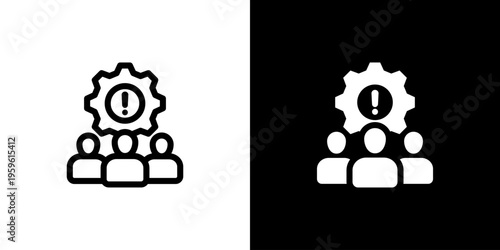 Team Collaboration Group icon concept with flat Black White Background. Vector illustration.