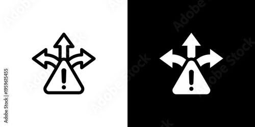 Decision Making Arrows icon concept with flat Black White Background. Vector illustration.