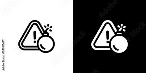 Threat Warning Alert icon concept with flat Black White Background. Vector illustration.