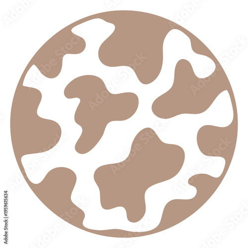 A minimalist cowhide pattern vector graphic in a circular design