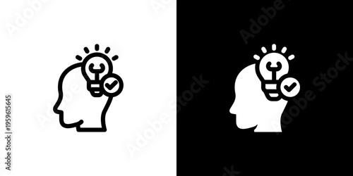Understand Insight Idea icon concept with flat Black White Background. Vector illustration.