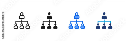 Organization Structure Team icon multiple style collection. Vector illustration.