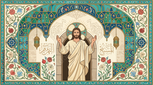 Jesus Christ Figure in Ornate Religious Archway.