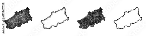Sketch Tver outline map design set