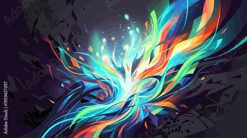 Vibrant Abstract Swirl of Colorful Light and Energy.