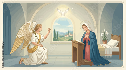 Annunciation of Mary by the Archangel Gabriel Religious Art.