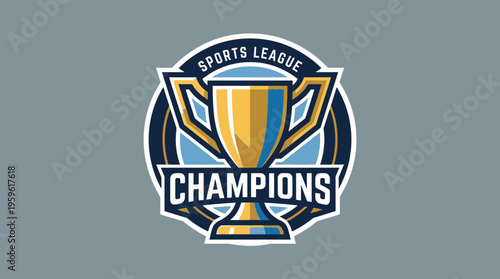 Sports League Champions Trophy Logo Design for Award Ceremony and Victory Celebration