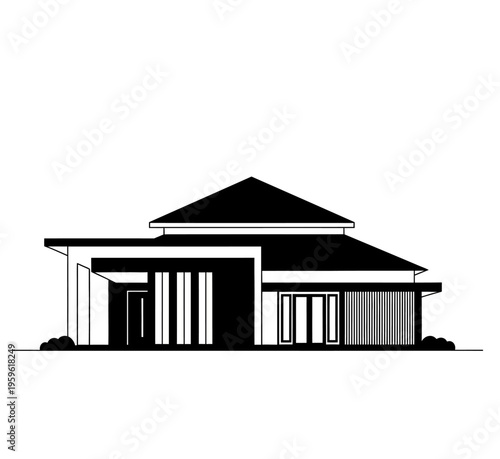 Minimalist House Illustration with Clean Lines and Modern Design.