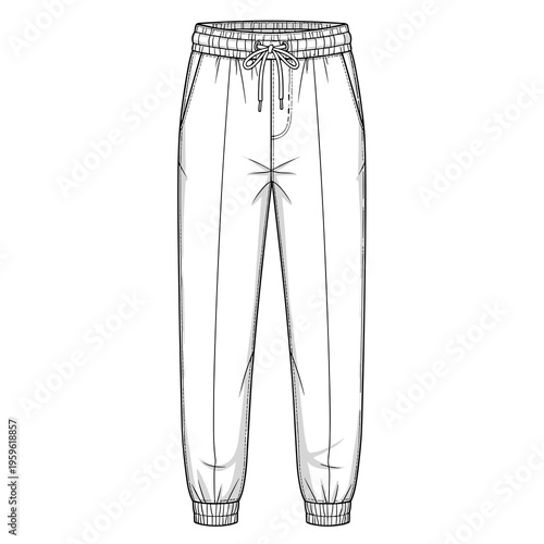 Basic outline technical sketch of men's lounge pants