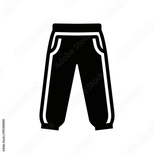Bold black silhouette icon of men casual joggers
