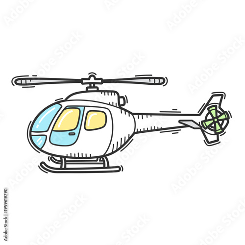 Detailed technical illustration of a helicopter for manual design