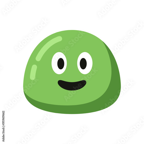 Green cartoon slime monster with happy face