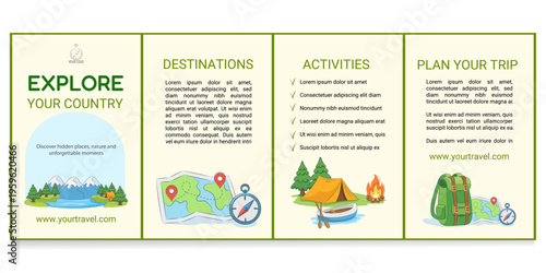 Outdoor Travel  Brochure Template with Camping Elements