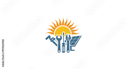 Eco friendly energy, solar power icons, sustainable technology, renewable vector symbols