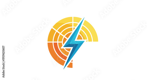Electric, lightning bolt logo, vector icon, blue and orange gradient