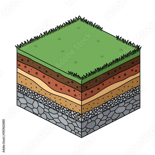 Soil Layers Cross Section Diagram Illustration.