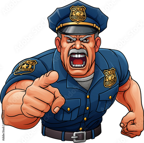 A policeman angry police man cartoon character cop illustration