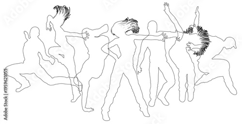 Street dancers dancing silhouette hip hop dance silhouettes poses set