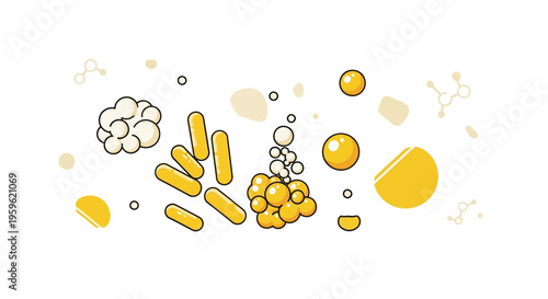 Microscopic Bacteria and Microorganisms: Diverse Shapes and Forms in Scientific Illustration