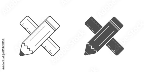 Pencil and Ruler Design Icon-Pencil Ruler Drafting Icon-Design Tools-Drawing Tools