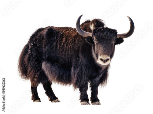 Canvastavla Majestic Himalayan yak with shaggy dark brown fur and impressive curved horns, i
