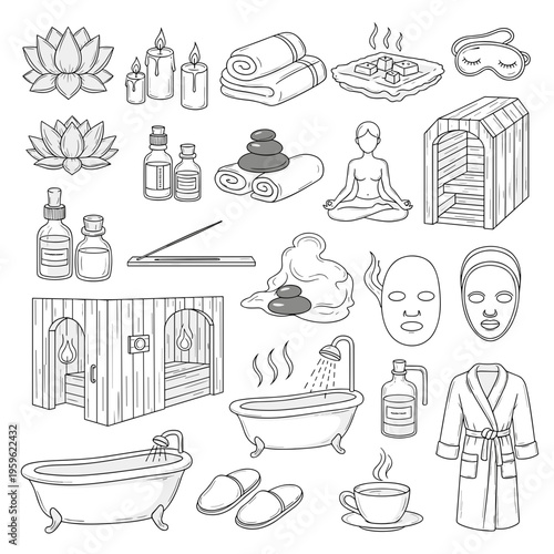 Comprehensive Spa Beauty and Bath Icon Set