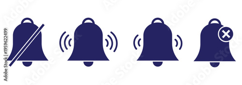 notification bells icon set. Notification Bell silent icons collection. New message notification or alert symbol.