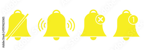 notification bells icon set. Notification Bell silent icons collection. New message notification or alert symbol.