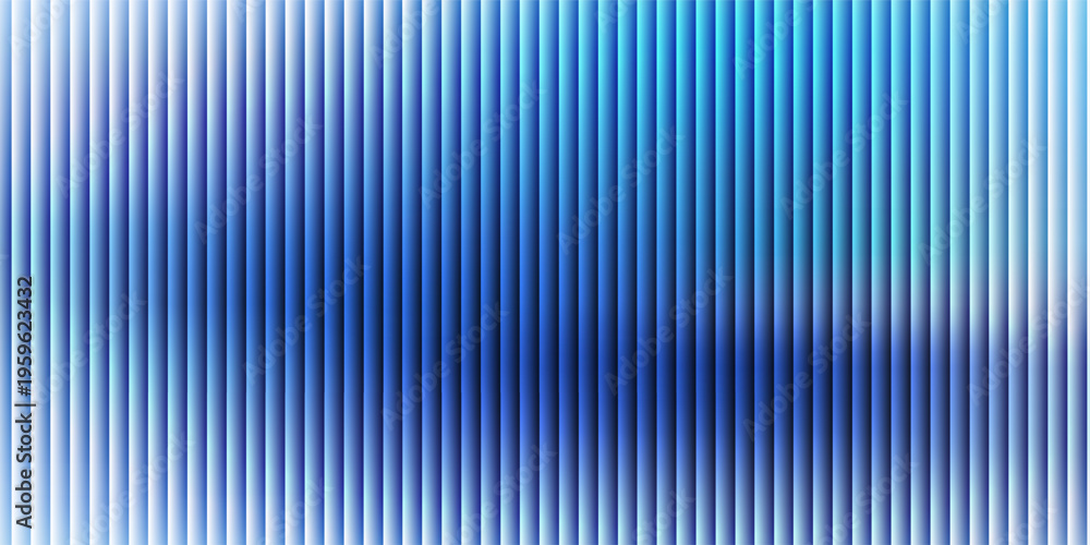 Fototapeta premium Ribbed abstract glass texture with vertical blue gradient lines, futuristic luminous background with elegant geometric symmetry, bold dynamic modern design pattern, digital vector illustration