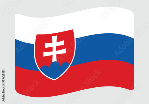 Waving Slovakia Flag – National Flag of Slovakia in Vector Illustration Style. Flag icon of Slovakia.