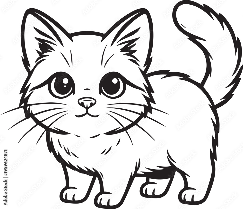 Obraz premium A Charming Whiskered Kitten in Playful Pose, Exuding Cuteness