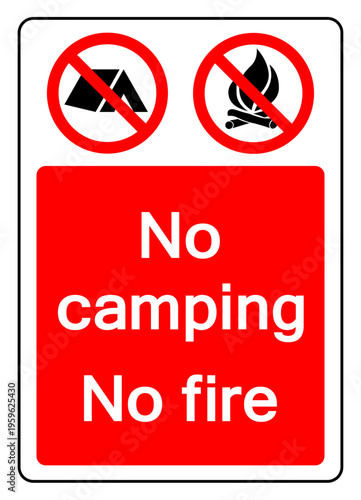 No Camping No Fire Symbol Sign, Vector Illustration, Isolate On White Background Label. EPS10