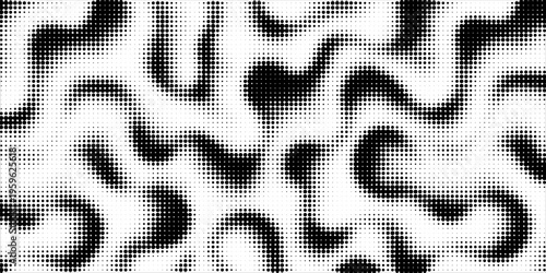 Dotted halftone texture background. Black and white pop art gradient overlay. Fading grunge gritty noise wallpaper. Weathered pixelated comic backdrop. Vector bitmap subtle vanishing surface