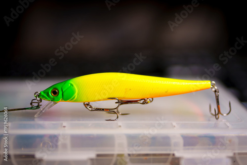 Quadro su tela Fishing wobblers for predatory fish of various colors and patterns